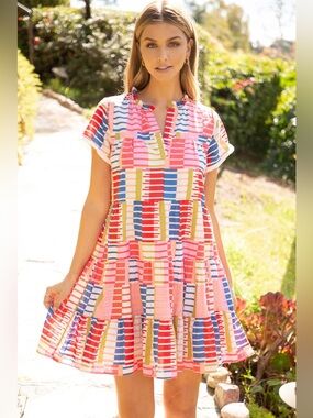 THML Multicolor Tiered Cotton Summer Dress - Small